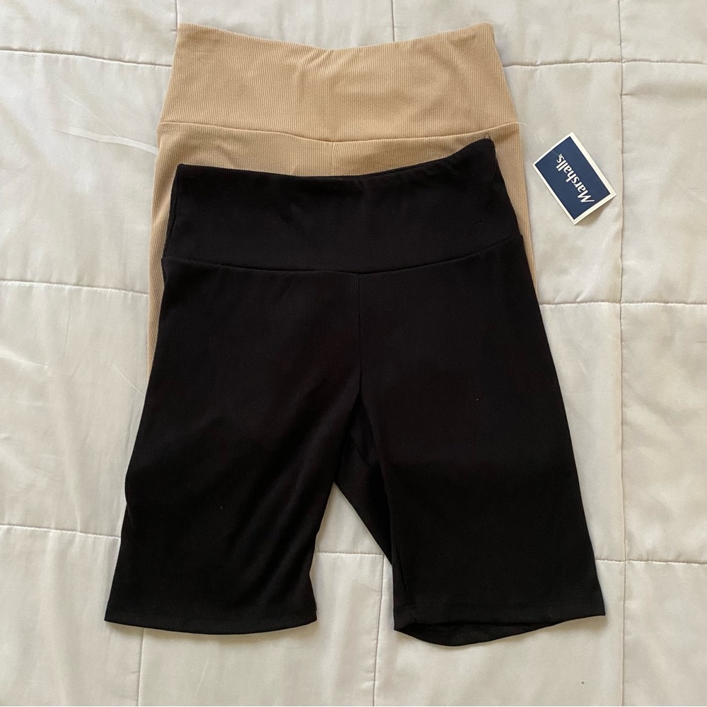 Women's Black and Tan Bike Shorts Set